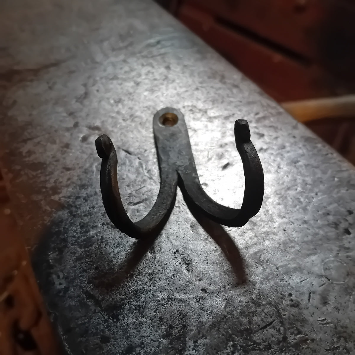 Hand-forged double iron wall hook, view 5