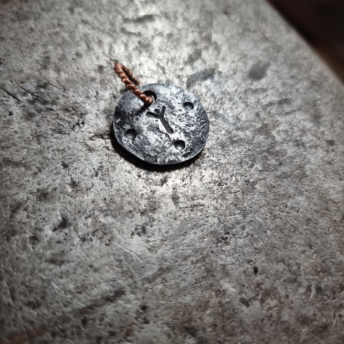 Hand-Forged Small Rune Talisman Pendant