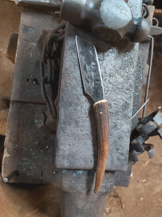 Medium Hand-Forged Antler Handle Knife