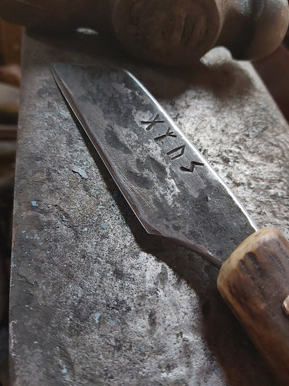 Medium Hand-Forged Antler Handle Knife