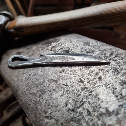 Small Hand-Forged Scroll Loop Handle Knife