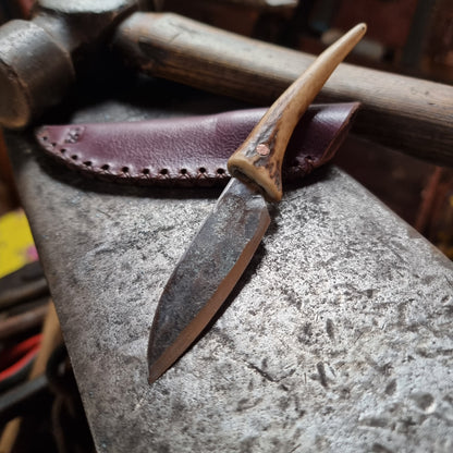 Small Hand-Forged Antler Handle Knife