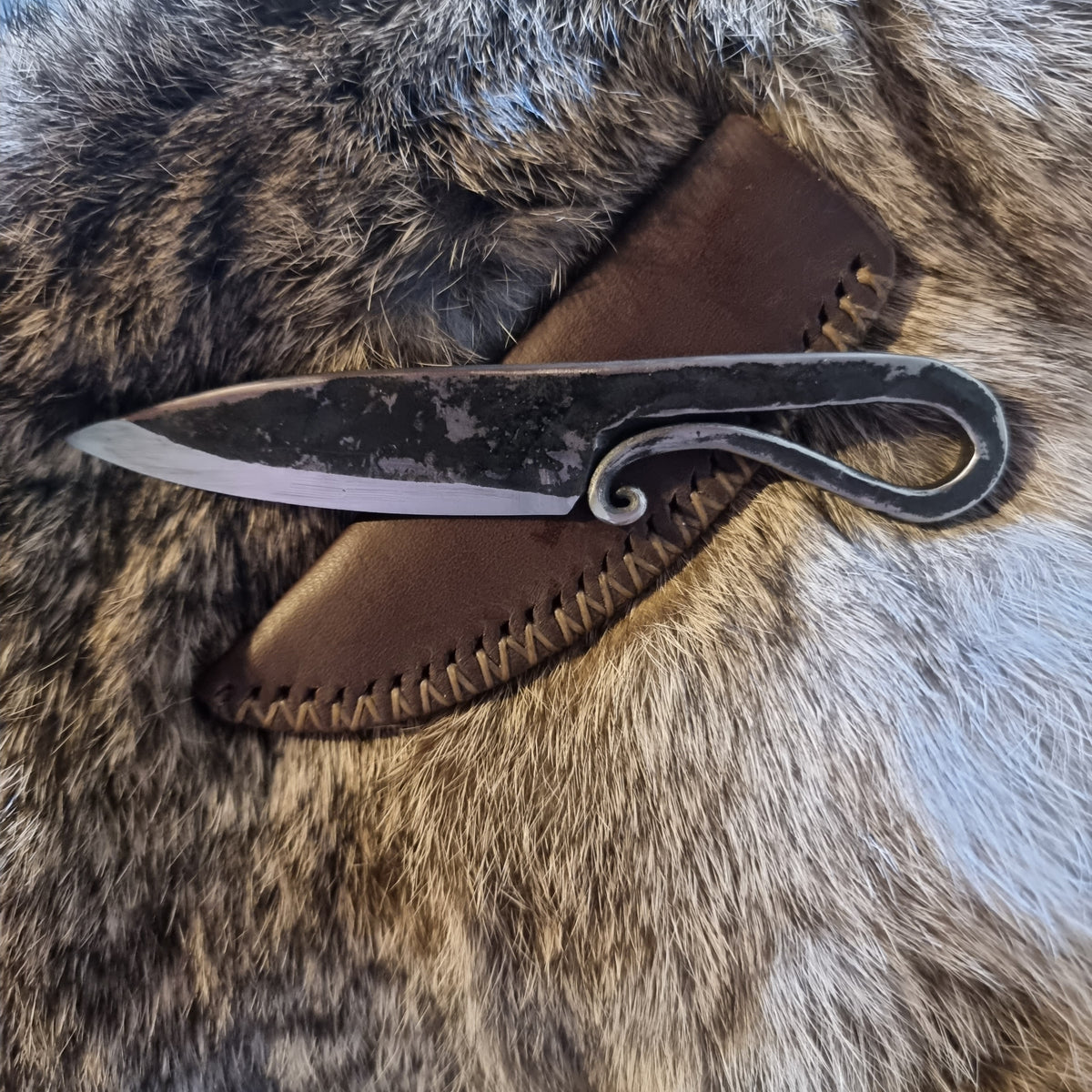 Small Hand-Forged Scroll Loop Handle Knife