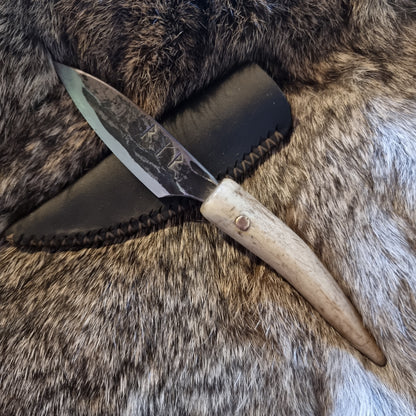 Small Hand-Forged Antler Handle Knife
