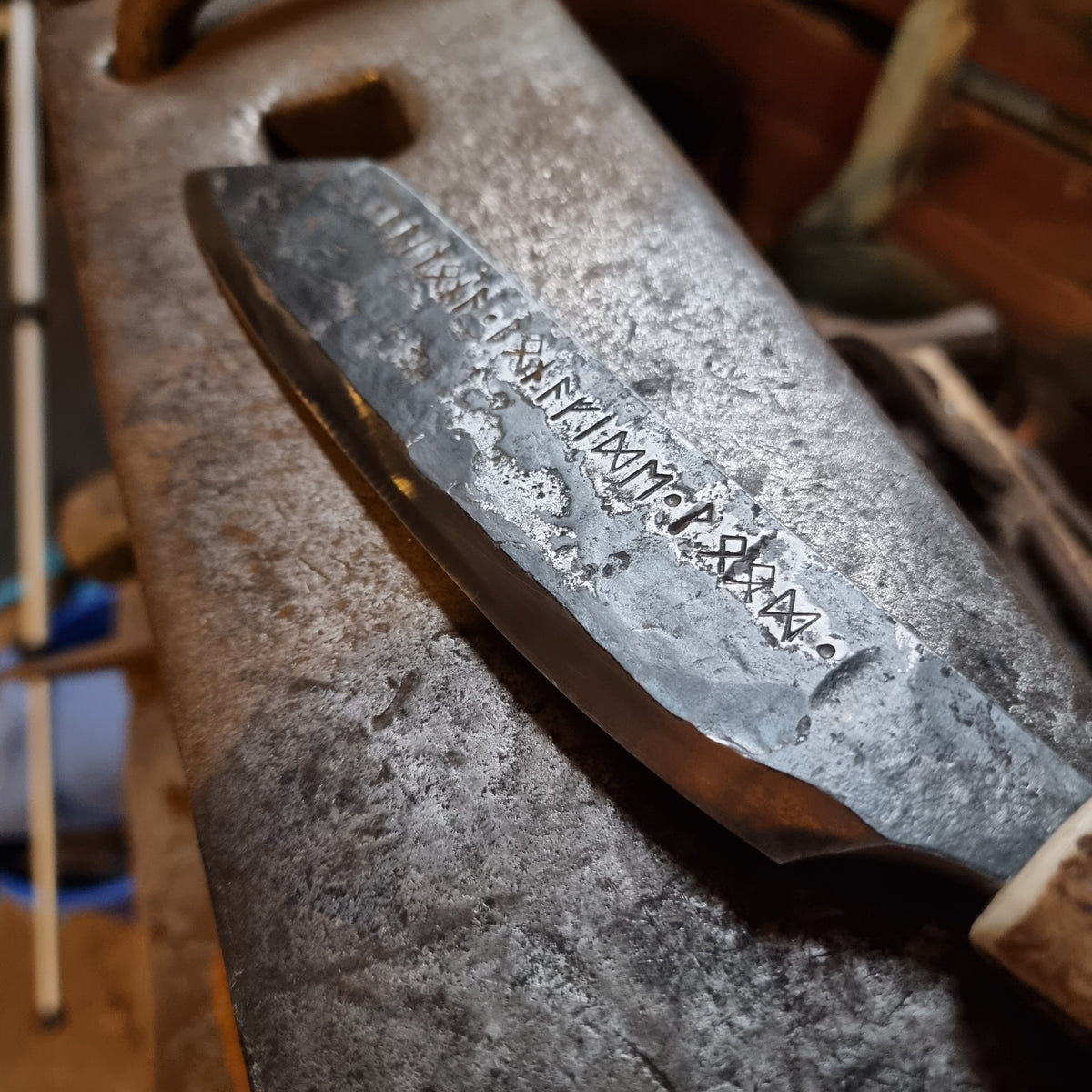 Large Hand-Forged Antler Handle Knife