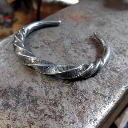 Hand-Forged Twisted Iron Bracelet