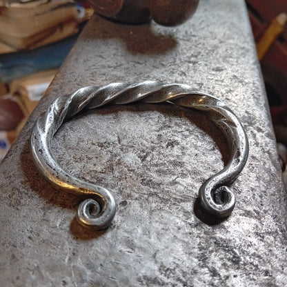 Hand-Forged Iron Scroll Bracelet
