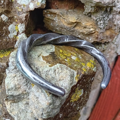 Hand-Forged Iron Rune Torc Bracelet
