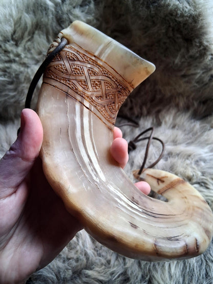 Hand-carved Orkney Boreray ram horn, detail photograph 9