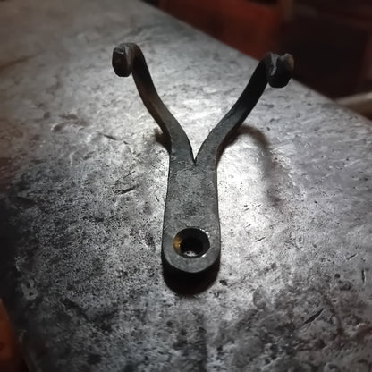 Hand-forged double iron wall hook, view 4