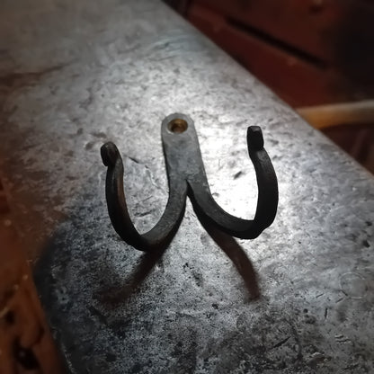 Hand-forged double iron wall hook, view 5