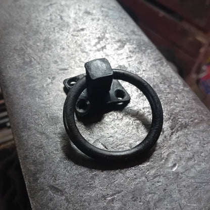 Hand-forged iron ring pull handle, view 5