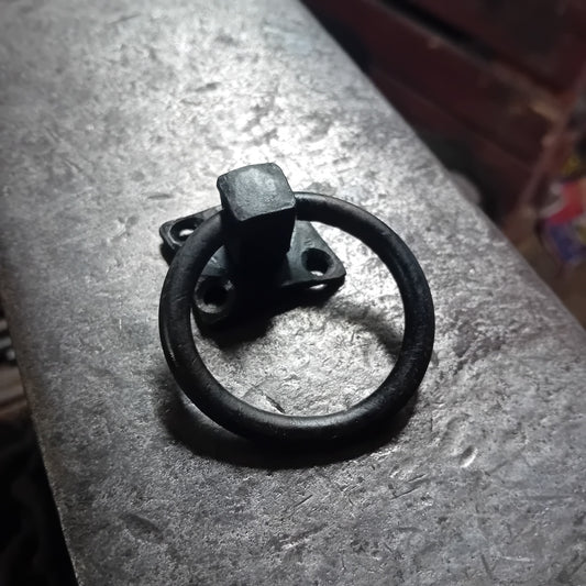 Hand-forged iron ring pull handle, view 6