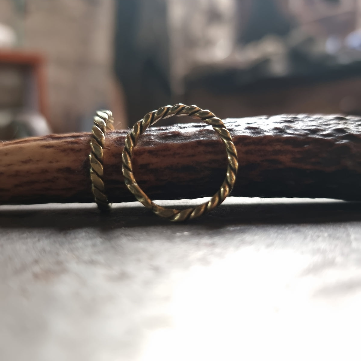 Handcrafted Viking-Style Twisted Brass Ring