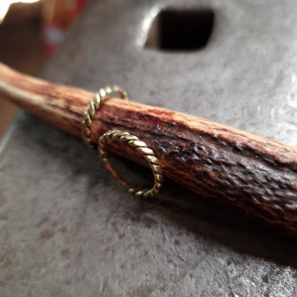 Handcrafted Viking-Style Twisted Brass Ring