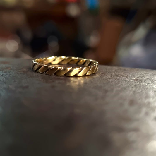 Handcrafted Viking-Style Twisted Brass Ring