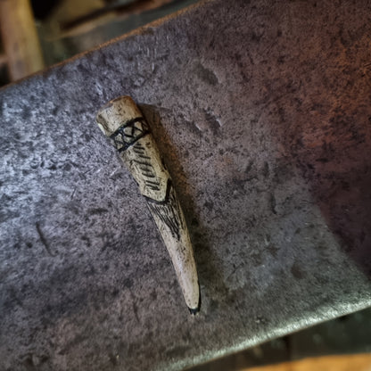 Hand-Carved Antler Raven Pendant