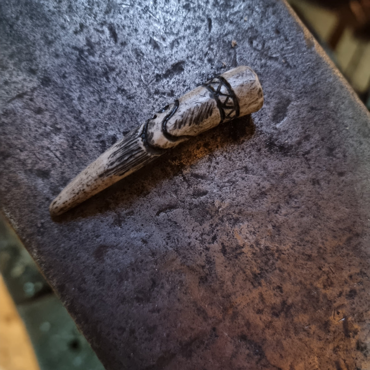 Hand-Carved Antler Raven Pendant