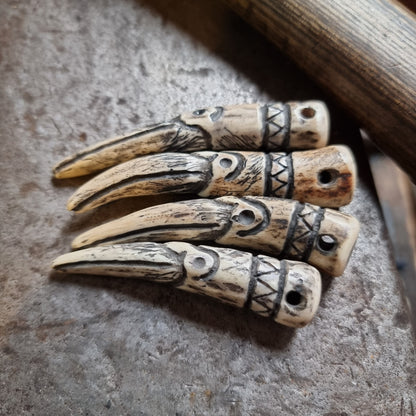 Hand-Carved Antler Raven Pendant