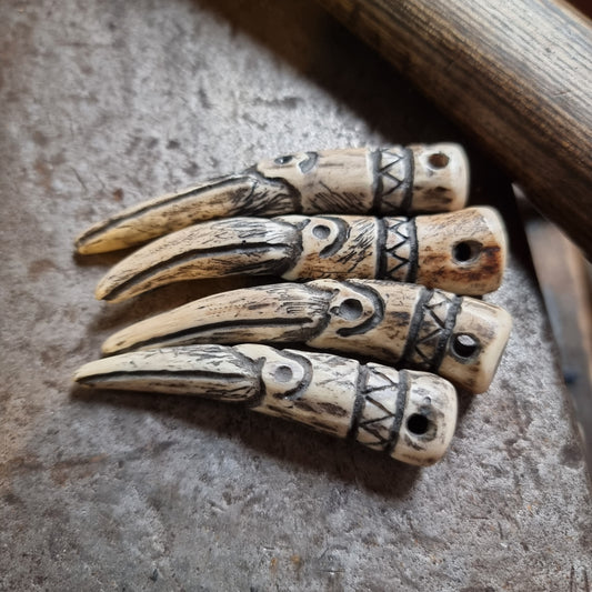 Hand-Carved Antler Raven Pendant