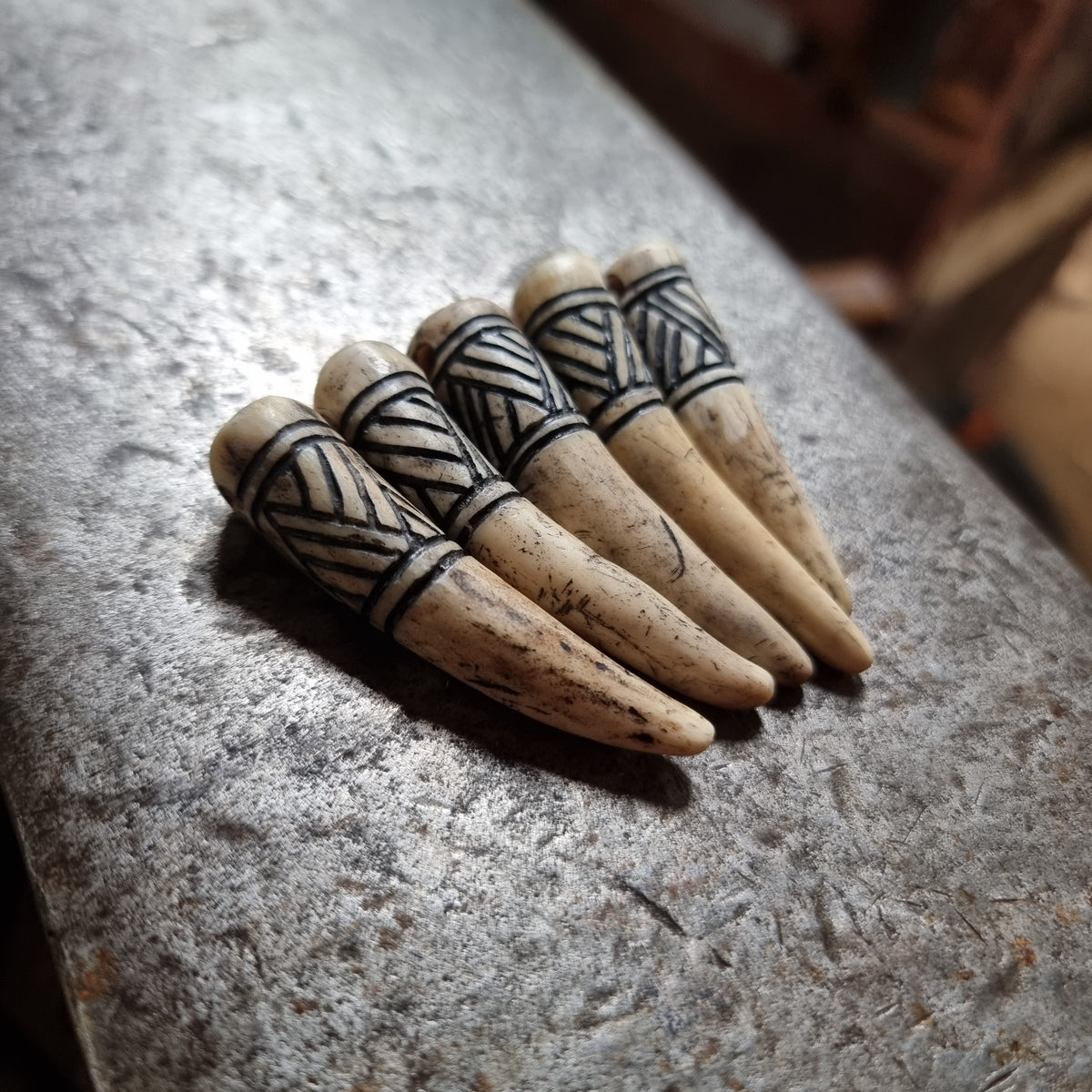 Hand-Carved Antler Knotwork Pendant