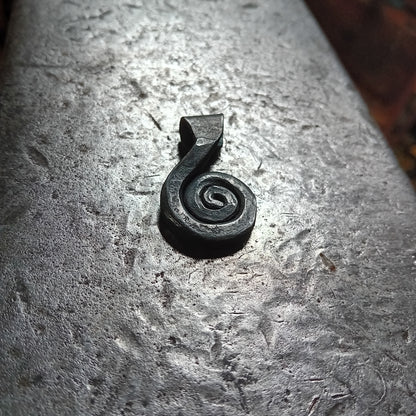 Hand-Forged Steel Sun Spiral Pendant