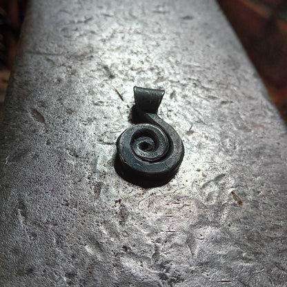 Hand-Forged Steel Sun Spiral Pendant