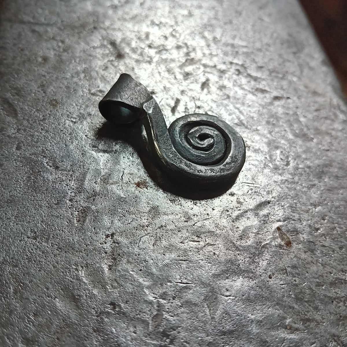 Hand-Forged Steel Sun Spiral Pendant