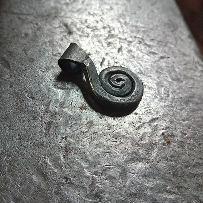 Hand-Forged Steel Sun Spiral Pendant