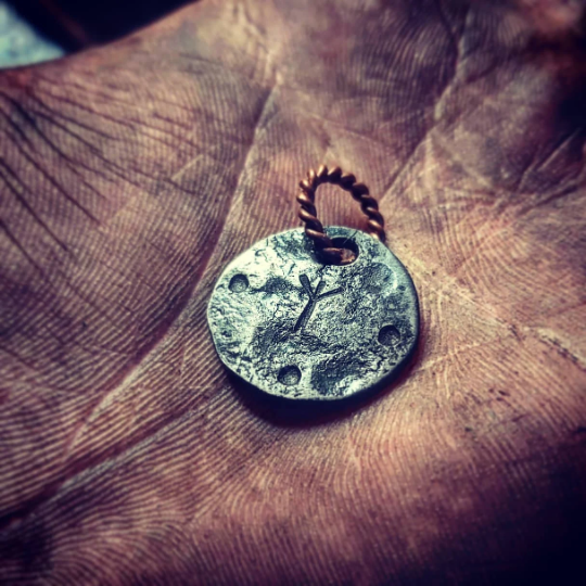 Hand-Forged Small Rune Talisman Pendant
